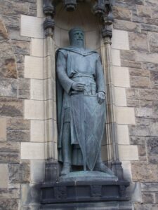 Sir William Wallace a leader of the First Scottish War of Independence. He was declared the Guardian of Scotland after his victory at Stirling Bridge over the English. When he was tried for treason he said in his own defense, "I could not be a traitor to Edward, for I was never his subject."